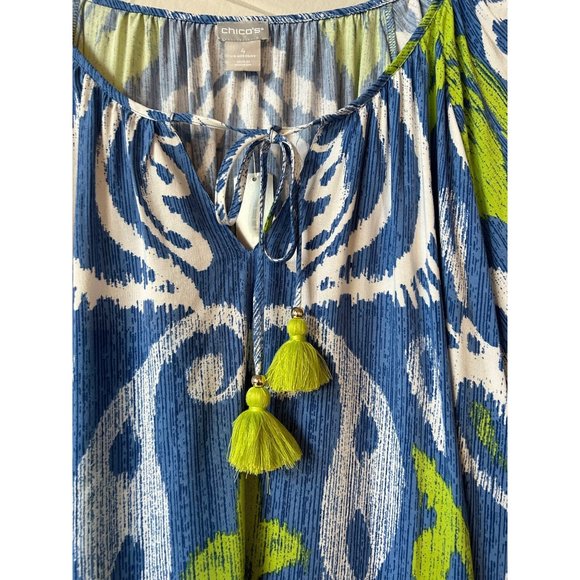 Chico's Lotus Bloom Peasant Top Regatta Blue Size XXL NWT - Picture 3 of 11